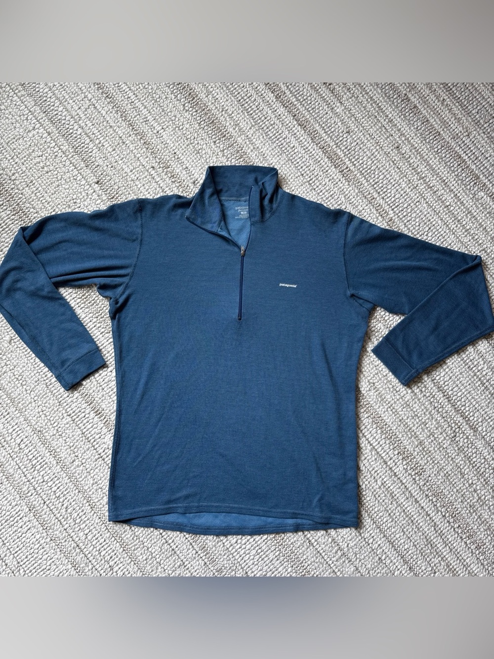 Patagonia Capilene Midweight Pullover Mens Small Blue 1/4 Zip Base Layer